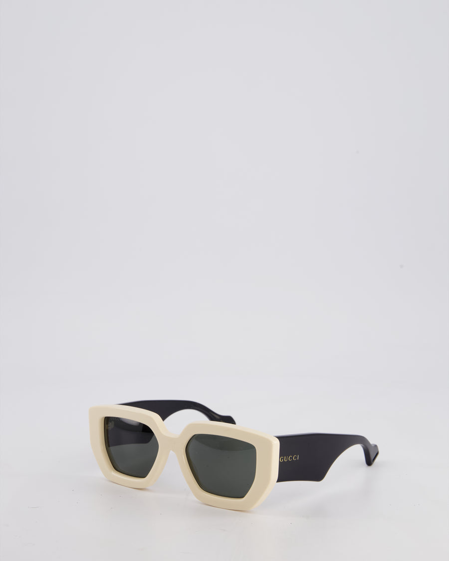 Gucci Ivory GG0630S Square Sunglasses with Black Temple Acetate
