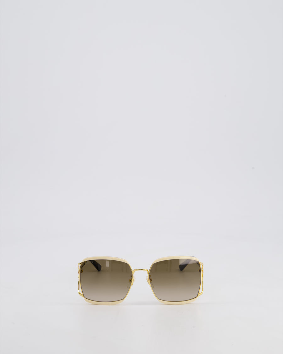 Gucci Ivory GG0593SK 60mm Square Sunglasses with Brown Lenses