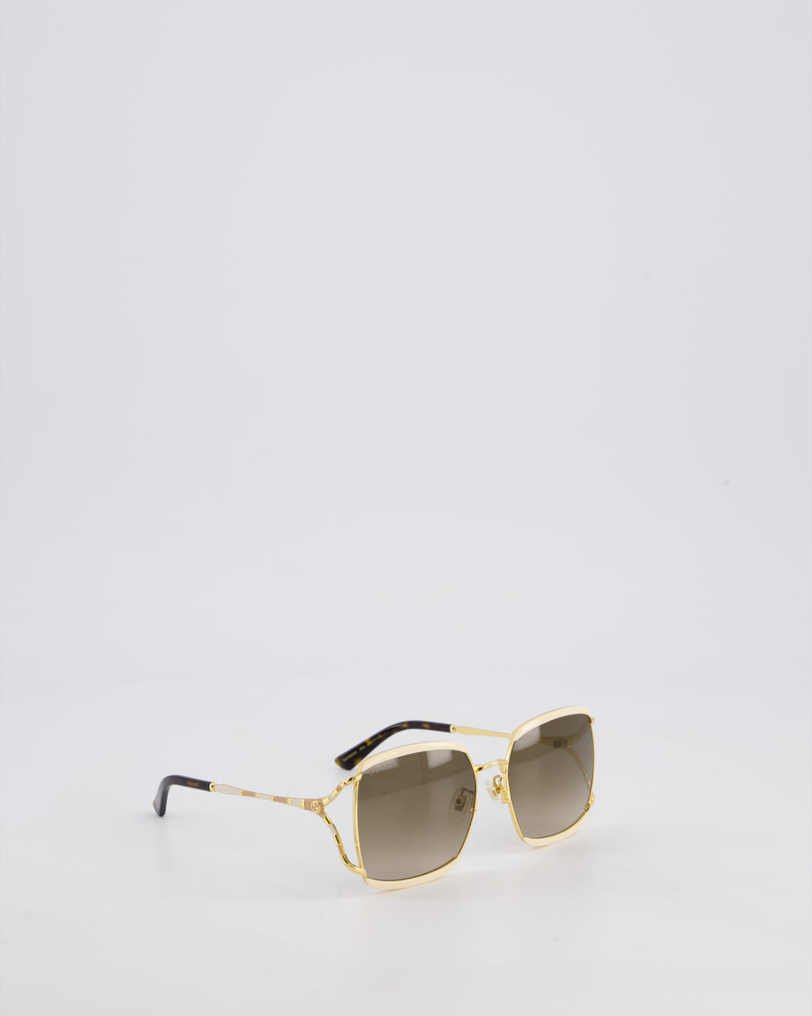 Gucci Ivory GG0593SK 60mm Square Sunglasses with Brown Lenses