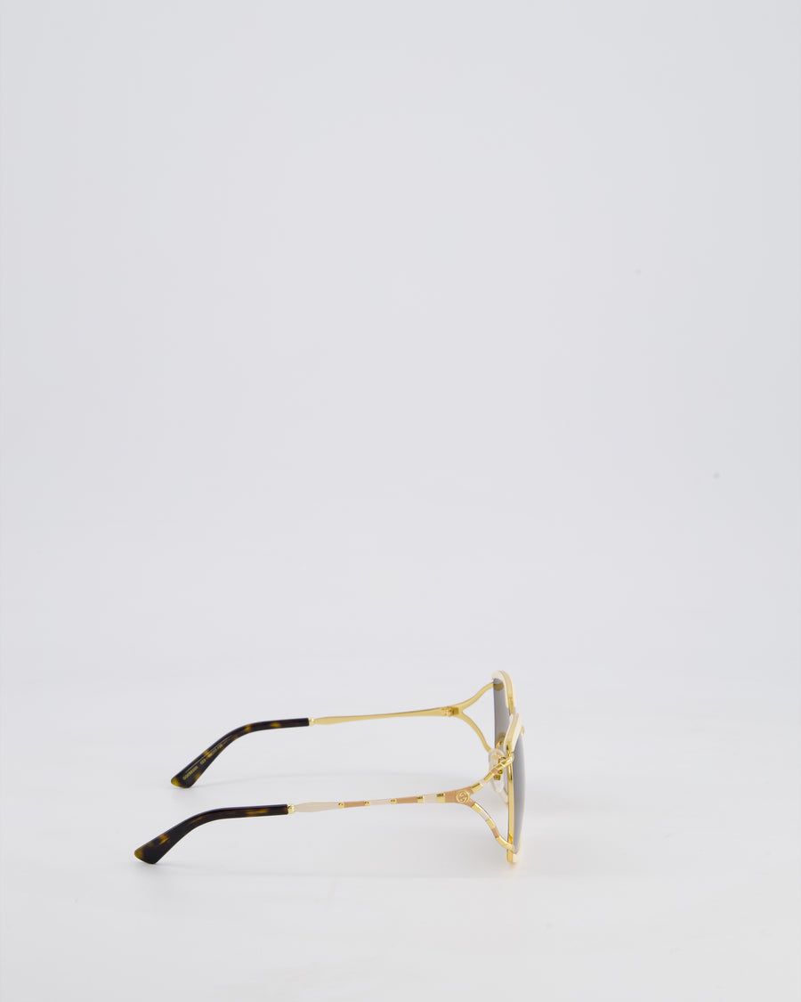 Gucci Ivory GG0593SK 60mm Square Sunglasses with Brown Lenses