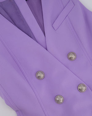 Balmain Lilac Gilet Double Breasted Dress with Silver Buttons Size FR 38 (UK 10)