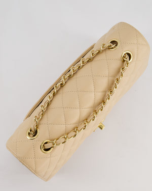 Chanel Beige Classic Medium Double Flap Bag in Caviar Leather with Gold Hardware