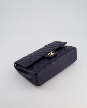*HOT* Chanel Midnight Blue Classic Medium Double Flap Bag in Caviar Leather with Champagne Gold Hardware