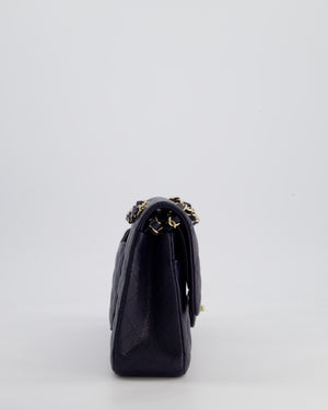 *HOT* Chanel Midnight Blue Classic Medium Double Flap Bag in Caviar Leather with Champagne Gold Hardware