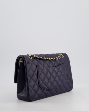 *HOT* Chanel Midnight Blue Classic Medium Double Flap Bag in Caviar Leather with Champagne Gold Hardware