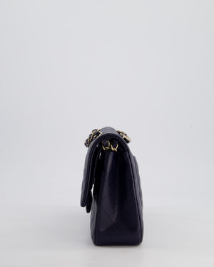 *HOT* Chanel Midnight Blue Classic Medium Double Flap Bag in Caviar Leather with Champagne Gold Hardware