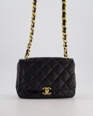 Chanel Black Small Single Flap Cross-Body Bag in Goatskin Leather with Gold & Black Hardware