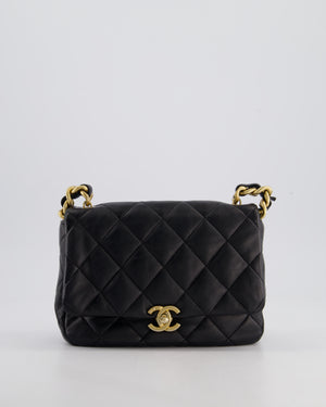 Chanel Black Small Single Flap Cross-Body Bag in Goatskin Leather with Gold & Black Hardware