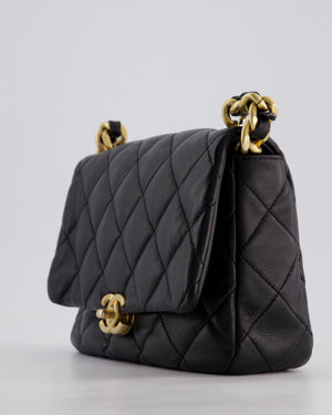 Chanel Black Small Single Flap Cross-Body Bag in Goatskin Leather with Gold & Black Hardware