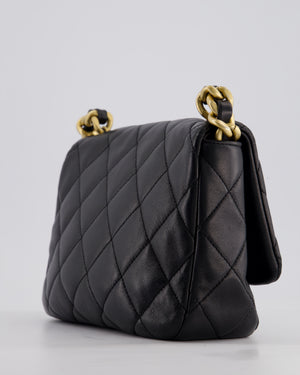 Chanel Black Small Single Flap Cross-Body Bag in Goatskin Leather with Gold & Black Hardware