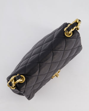 Chanel Black Small Single Flap Cross-Body Bag in Goatskin Leather with Gold & Black Hardware