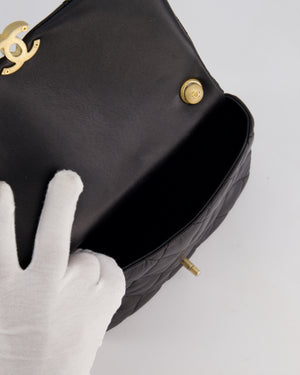 Chanel Black Small Single Flap Cross-Body Bag in Goatskin Leather with Gold & Black Hardware