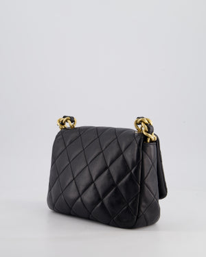 Chanel Black Small Single Flap Cross-Body Bag in Goatskin Leather with Gold & Black Hardware