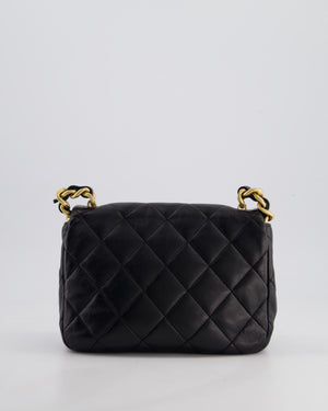 Chanel Black Small Single Flap Cross-Body Bag in Goatskin Leather with Gold & Black Hardware