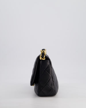Chanel Black Small Single Flap Cross-Body Bag in Goatskin Leather with Gold & Black Hardware