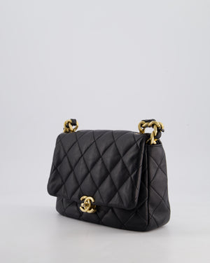 Chanel Black Small Single Flap Cross-Body Bag in Goatskin Leather with Gold & Black Hardware