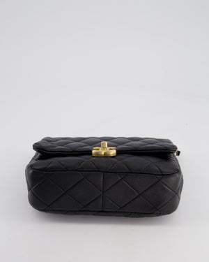 Chanel Black Small Single Flap Cross-Body Bag in Goatskin Leather with Gold & Black Hardware