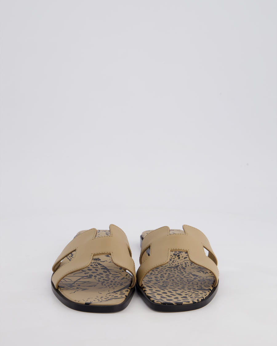 Hermès Beige Argile Oran Swift Sandals Size EU 37.5