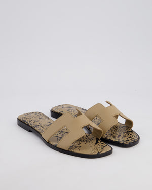 Hermès Beige Argile Oran Swift Sandals Size EU 37.5