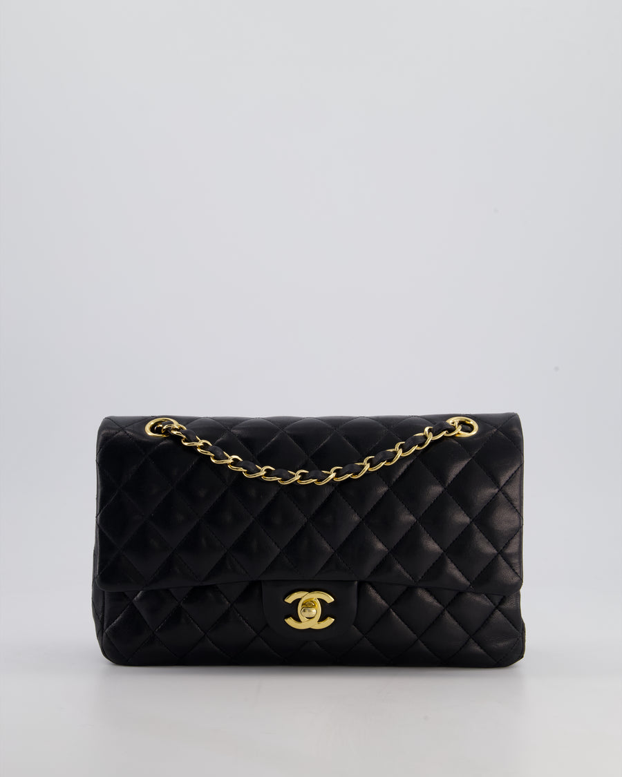 *FIRE PRICE* Chanel Black Classic Medium Double Flap Bag in Lambskin Leather with Gold Hardware