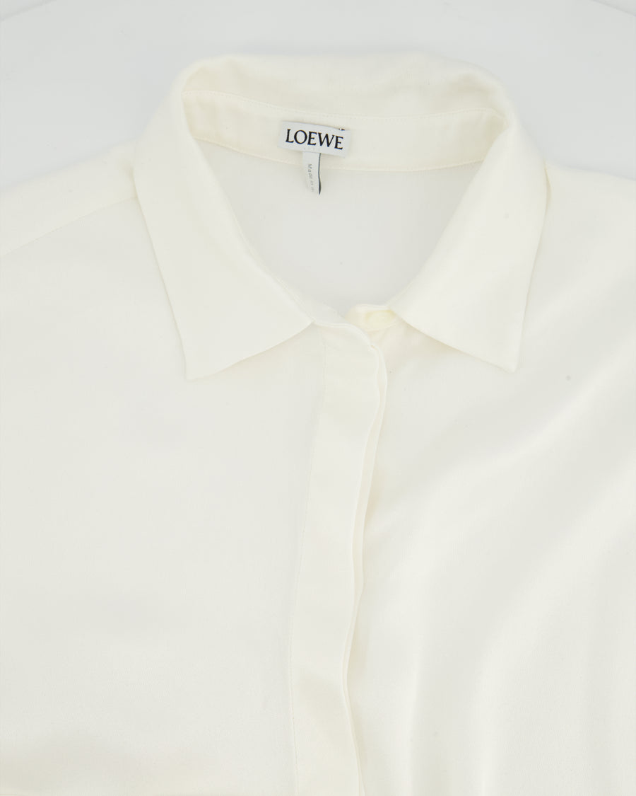 Loewe White Silk Shirt with Gold Cufflink Details Size FR 36 (UK 8)