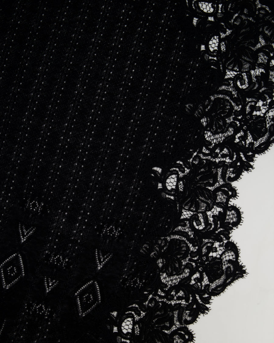 Ermanno Scervino Black Cotton Long Shawl with Sparkly Lace Detail