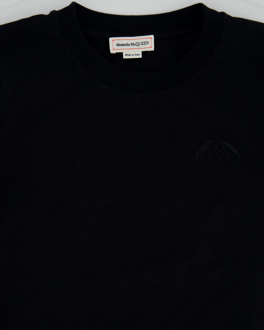 Alexander McQueen Black Cotton Round Collar T-Shirt with Logo Size IT 38 (UK 6)