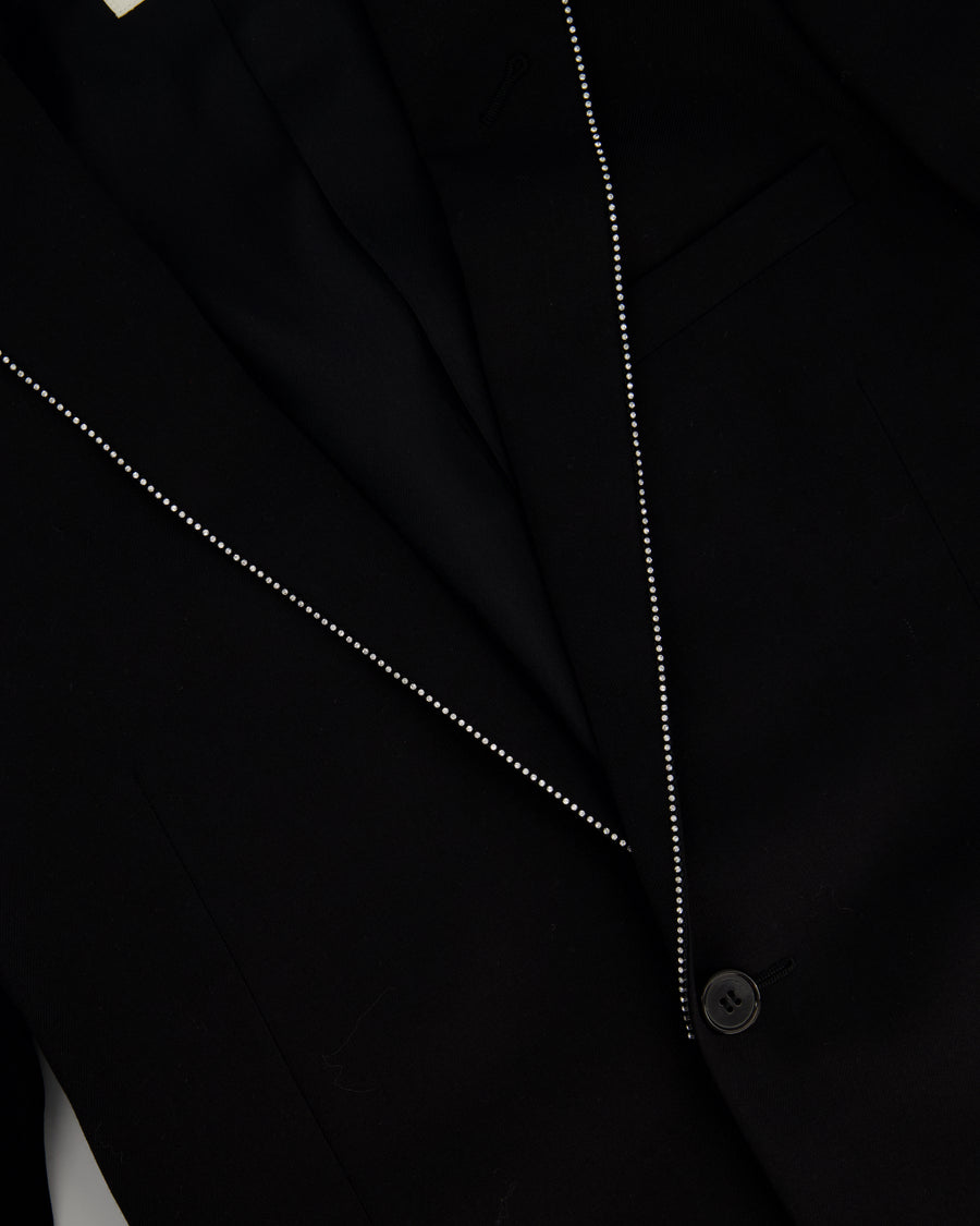 Saint Laurent Black Blazer with Crystal Lapel Trim Detail Size FR 36 (UK 8)