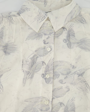 Loewe x Paula's Ibiza White and Blue Parrot Print & Shirt with Back Slit Detail Size FR 32 (UK 4)
