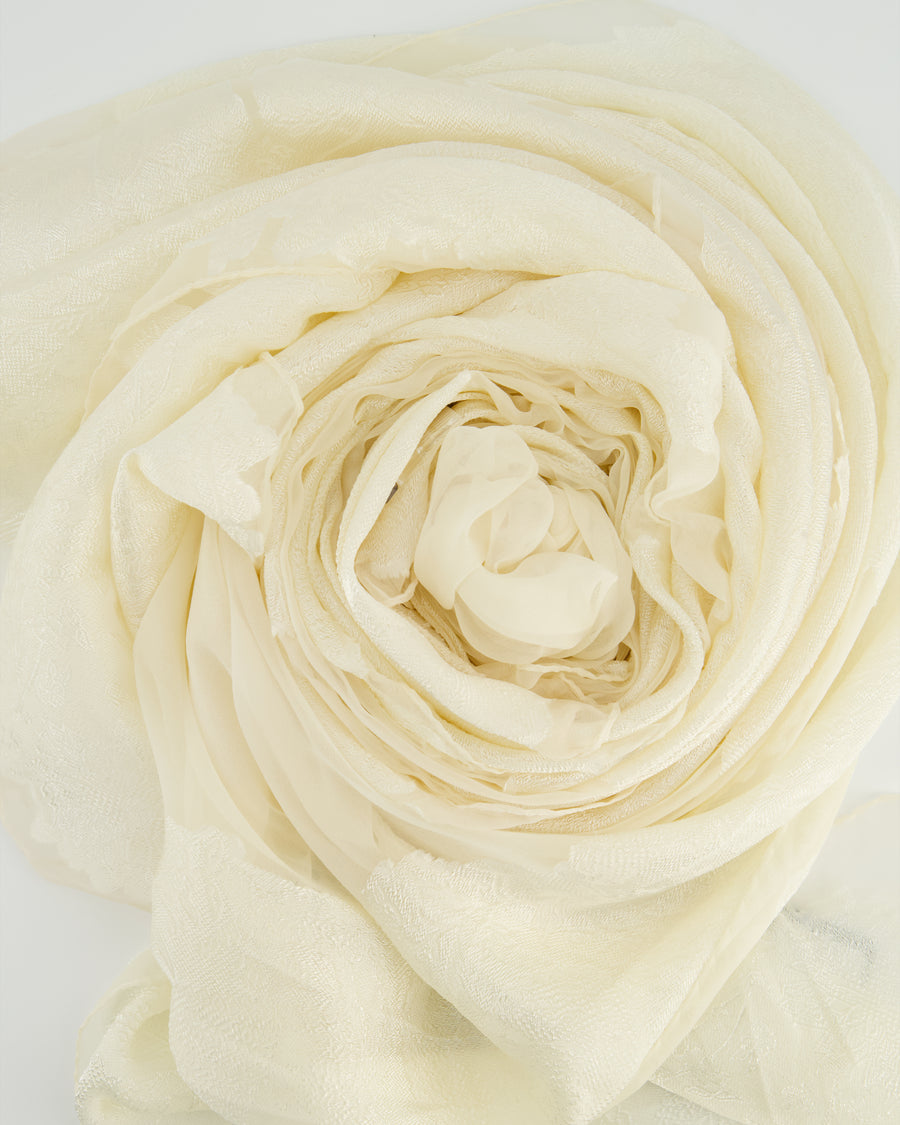 Etro Cream Ivory Floral Veil with Embroidery Details