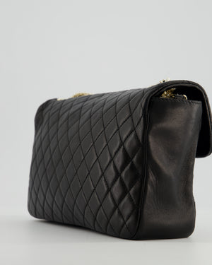 Chanel Black Medium Westminster Pearl Coco Single Flap Bag in Lambskin Leather with Champagne Gold & Pearl Chain and CC Lock Details