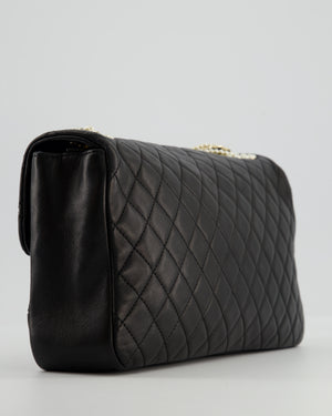 Chanel Black Medium Westminster Pearl Coco Single Flap Bag in Lambskin Leather with Champagne Gold & Pearl Chain and CC Lock Details