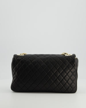 Chanel Black Medium Westminster Pearl Coco Single Flap Bag in Lambskin Leather with Champagne Gold & Pearl Chain and CC Lock Details