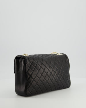 Chanel Black Medium Westminster Pearl Coco Single Flap Bag in Lambskin Leather with Champagne Gold & Pearl Chain and CC Lock Details