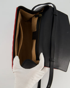 Gucci Black, Navy, Red, Pink & Cream Queen Margaret Matelasse Bamboo Top Handle Bag with Gold Hardware and Embellished Bee Detail