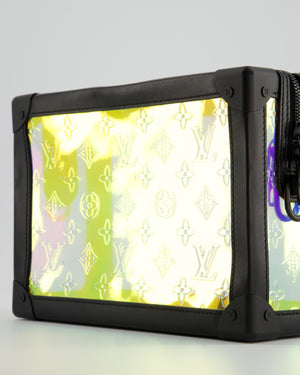 Louis Vuitton Iridescent Monogram & Matt Black Leather Mini Soft Trunk Bag In with Black Hardware