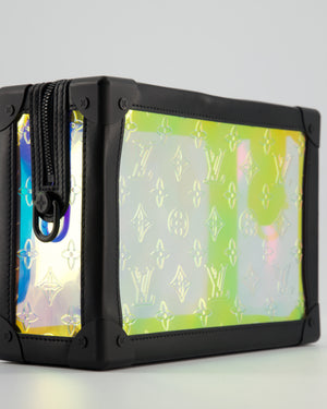 Louis Vuitton Iridescent Monogram & Matt Black Leather Mini Soft Trunk Bag In with Black Hardware