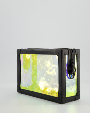 Louis Vuitton Iridescent Monogram & Matt Black Leather Mini Soft Trunk Bag In with Black Hardware