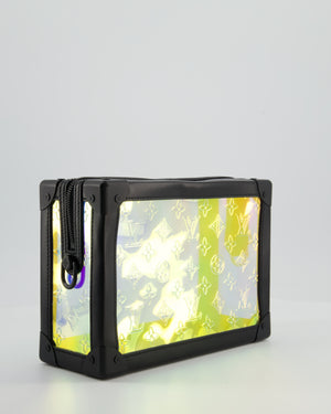 Louis Vuitton Iridescent Monogram & Matt Black Leather Mini Soft Trunk Bag In with Black Hardware