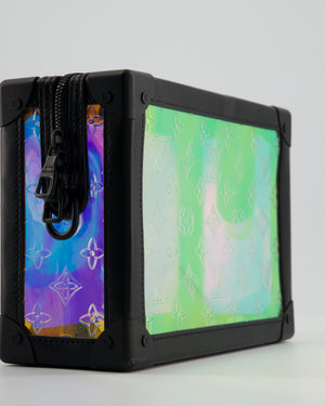 Louis Vuitton Iridescent Monogram & Matt Black Leather Mini Soft Trunk Bag In with Black Hardware