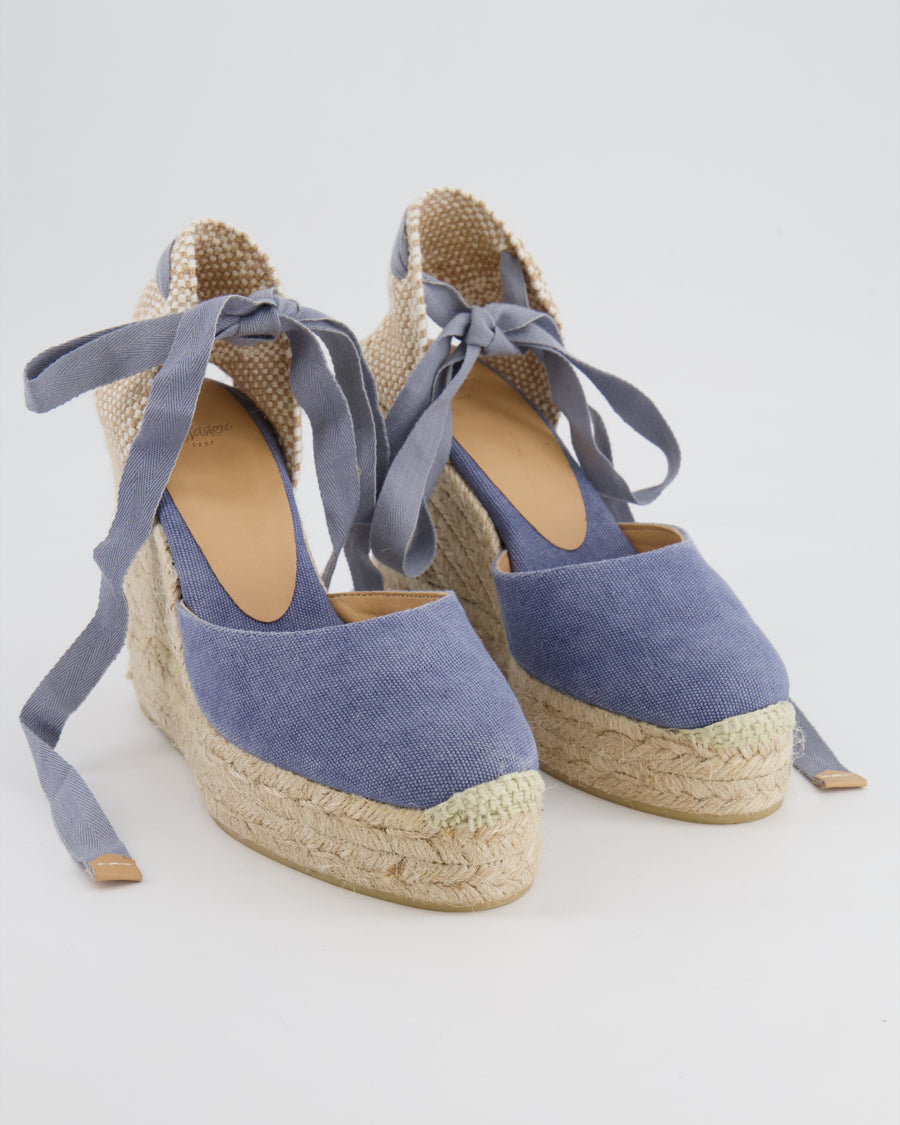 Castaner Blue Lace Up Heeled Wedges Size EU 37