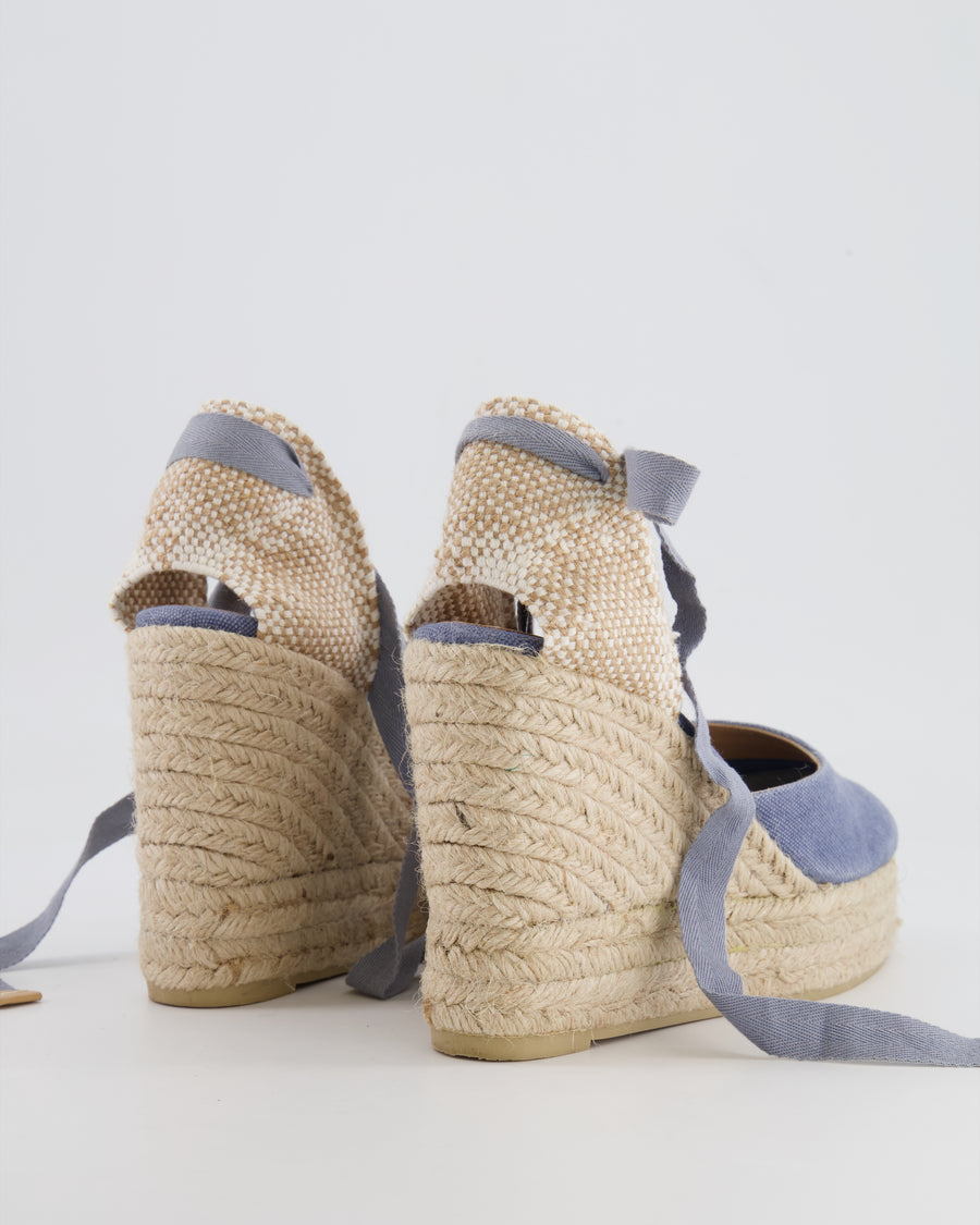 Castaner Blue Lace Up Heeled Wedges Size EU 37