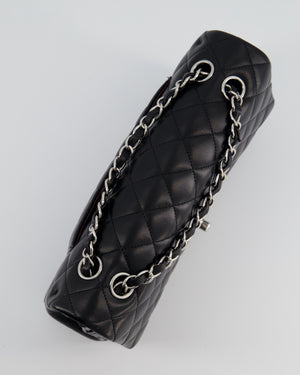 Chanel Black Classic Medium Double Flap Bag in Lambskin Leather with Silver Hardware