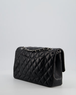 Chanel Black Classic Medium Double Flap Bag in Lambskin Leather with Silver Hardware