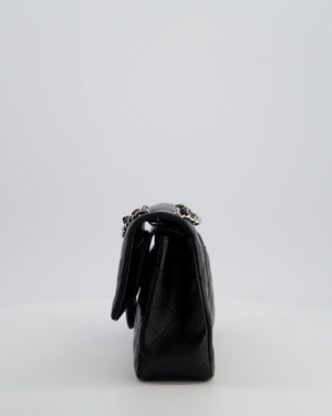 Chanel Black Classic Medium Double Flap Bag in Lambskin Leather with Silver Hardware