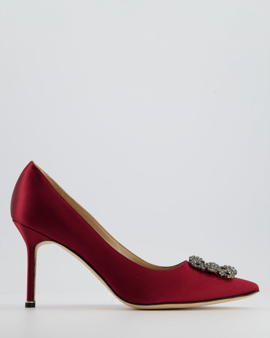 Manolo Blahnik Burgundy Satin Hangisi Heels Size EU 43 RRP £1,035