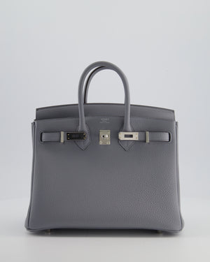 *RARE* Hermès Birkin 25 Retourne Bag in Gris Pantin Togo Leather with Palladium Hardware