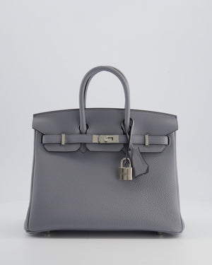 *RARE* Hermès Birkin 25 Retourne Bag in Gris Pantin Togo Leather with Palladium Hardware