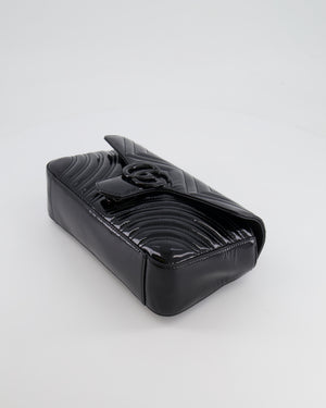 Gucci So Black GG Marmont Patent Leather Medium Shoulder Bag with Black Hardware RRP £2,070
