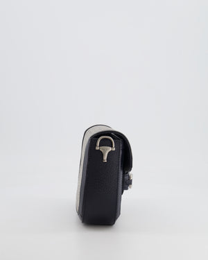 Gucci Beige and Navy GG Horsebit Small Shoulder Bag with Silver Hardware and Canvas Strap RRP £2,400